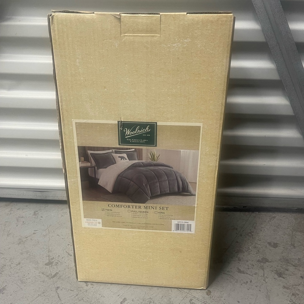 Woolrich Comforter Mini Set, Twin, Charcoal Ivory